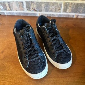 P448 Black Lace embellished sneakers